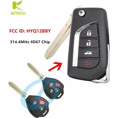 KEYECU New Replacement Flip Upgraded Remote Key Fob 314.4MHz 4D67 for 07-10 Toyota Camry Rav4 / 08-12 Scion xB FCC ID: HYQ12BBY