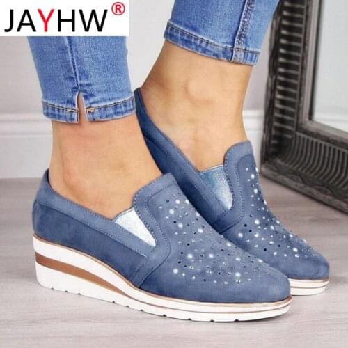 JAYHW New High Heel Lady Casual Women Sneakers Leisure Platform Shoes Breathable Height Increasing Shoes Women Wedges Flats