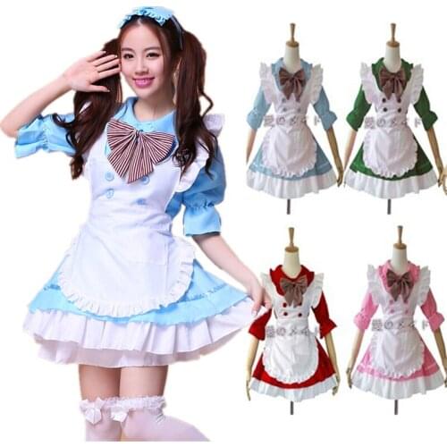 Women Dress Uniform Cosplay Loli Adult Pink Sissy Maid Long Anime Kids Sexy Maid Cosplay Women Bowknot Fancy Uniform Cosplay