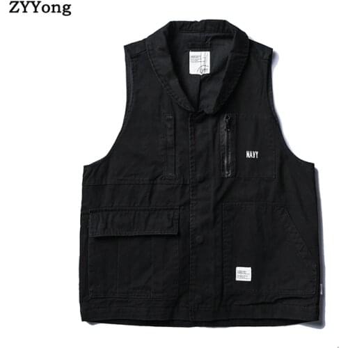 New Male Casual Summer Cotton Sleeveless Vest With Pockets Men Multi Pocket Photograph Waistcoat