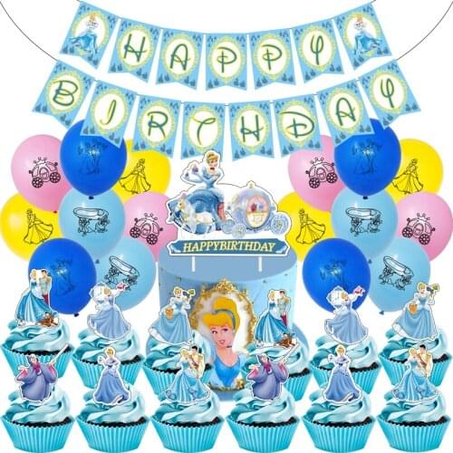 1 Set Disney Balloons Cinderella Princess Birthday Party Decorations Baby Shower Decor Kids Party Cinderella Balloon Air Globos
