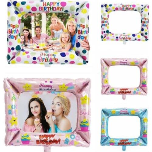 1Pcs Happy Birthday Photo Booth Foil Balloons Photo Frame Decoration Photo props Birthday Party Decor Baby Shower Inflatable Toy