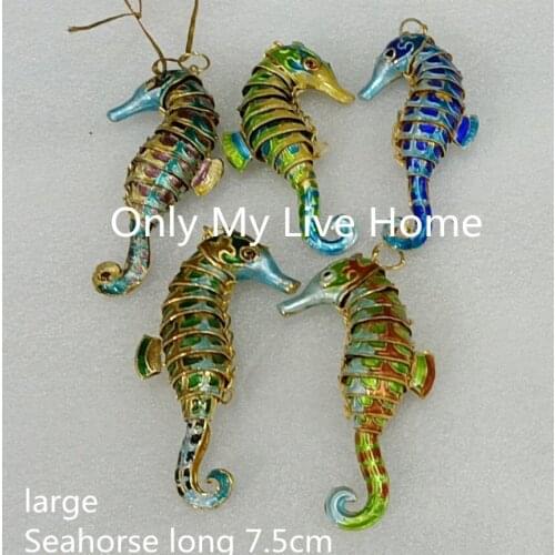 10pcs 7.5cm Cloisonne Enamel Filigree Animal Seahorse Pendants DIY Jewelry Making Findings Key chain Charms Bag Accessories