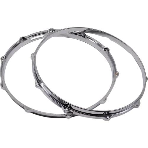 14 Inch 10 Hole Drum Rim Aluminum Alloy Die-cast Snare Drum Hoop Silver Color 1 Pair