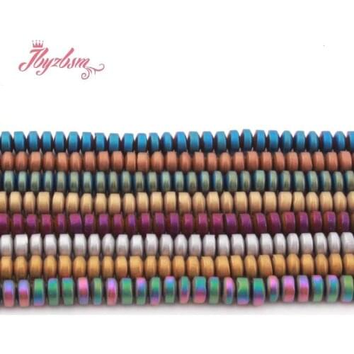 2x4mm Natural Hematite Heishi Rondelle Frost Stone Beads Spacer Loose For Jewelry Making DIY Necklace Bracelet Strand 15"