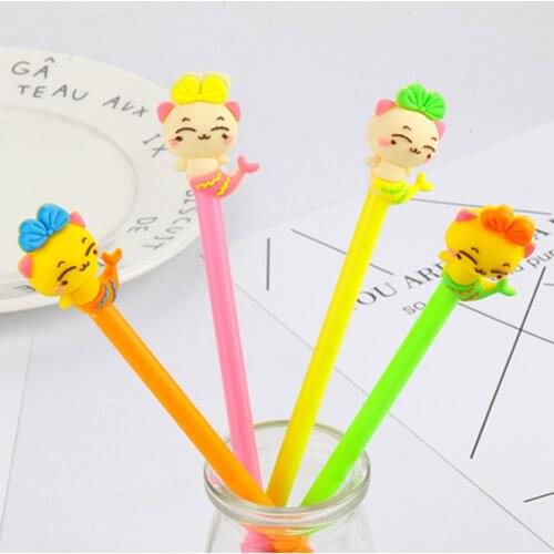 40 pcs Mermaid cat neutral pen soft gel head Mermaid black water pen student stationery supplies
