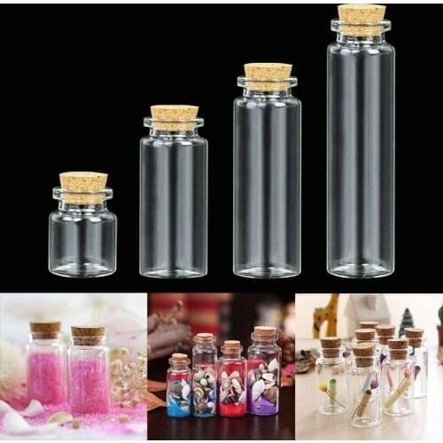 5pcs Mini Clear Glass Bottle With Cork Stopper Drifting Bottles Small Wishing Jars For Christmas Wedding Birthday Party Decor