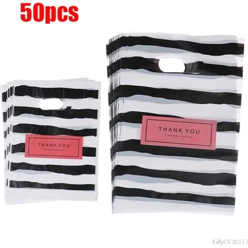 50pcs New Design Black&white Striped Packaging Bags for Gift Small Pouches