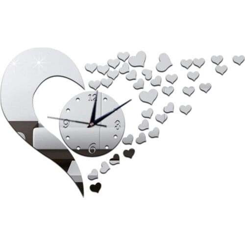 Acrylic mirror watch DIY mute love core wall stick creative acrylic wall clock love wall clock wall clock wall clock