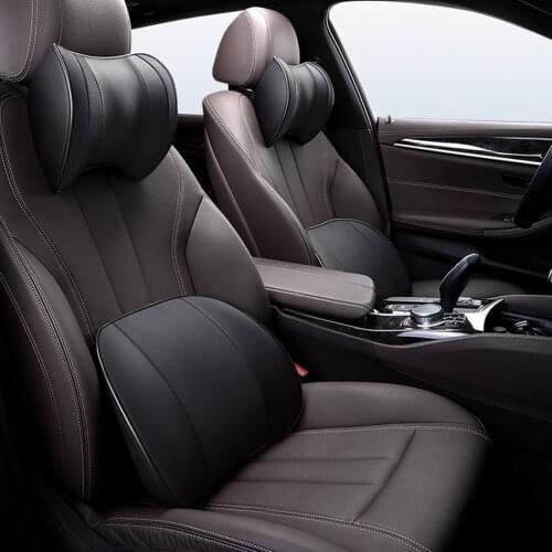 Car Headrest Pillow Car Lumbar Support Pillow Breathable Memory Foam Neck Pillow Pu Leather Car Seat Headrest Car Head Restraint