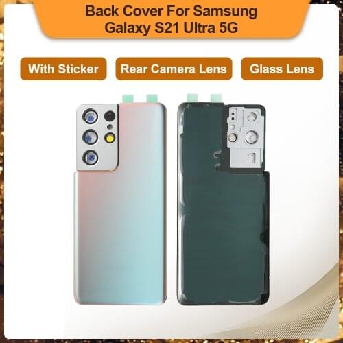 For SAMSUNG Galaxy S21 Ultra 5G SM-G998B/DS G998U G998W G9980 Glass Back Battery Housing Repair Cover Rear Door Case Replacement