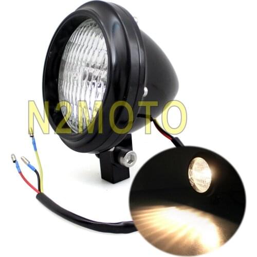 Black Retro Edge Cut Motorcycle Headlight Billet Aluminum Vintage Light for Harley Dyna Softail Chopper Cafe Racer