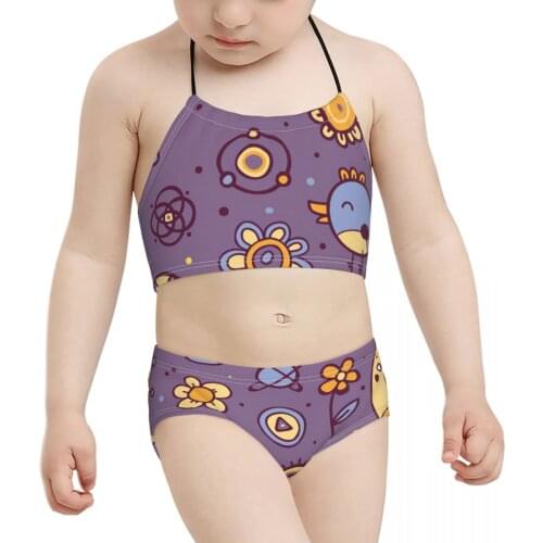 2021 anime Kids Girl Swimsuit Children Print Bandage Cute Chicken Pattern Biquini Wholesale Brand Baby Girl Swimming Suit