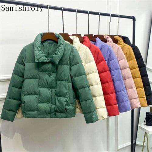 Women Stand Collar Plaid Down Coat Warm Ultra Light 90% White Duck Down Jacket Parka Female Short Winter Windproof Outwears