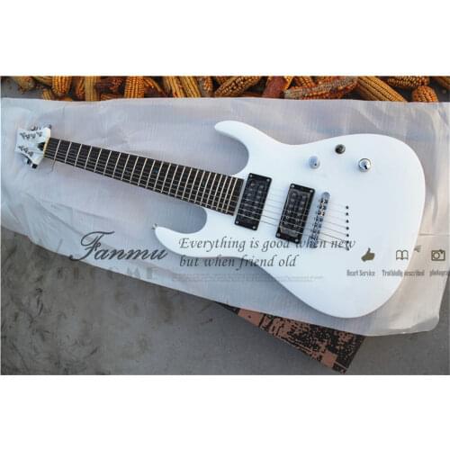 Custom 7 string guitar, white guitar,basswood, neck bolt on body ,maple neck,HH pickups,24 frets,chrome button