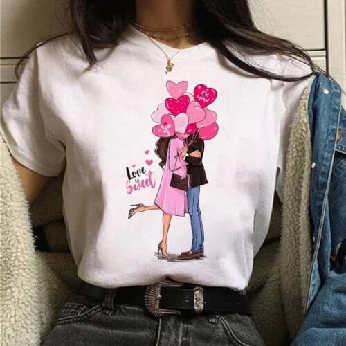 FIXSYS Pink Balloon Print Women Tshirt Casual Summer Short Sleeves T Shirts New Fashion T Shirt 90s Yong Girl Tops Tees