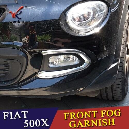 For Fiat 500X 2015 2016 2017 2018 Chrome Front Fog Light Lamp Cover Trim Foglight Garnish Strip Bumper Eyebrow Eyelid Molding