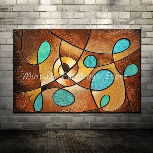 Free Shipping 100%Hand-Painted Blue Line Abstract Oil Painting On Canvas Modern Wall Decoration For Living Room Home Decoration