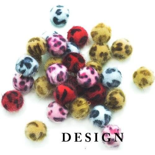 Kewgarden 1cm Silk Rings Leopard Print Handmade Solid Mink Hair Small Ball DIY Bowknot Accessories Earrings Necklace 20pcs/set
