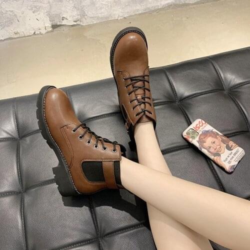 Handsome Martin Boots Womens British Style New Autumn and Winter Womens Boots Short Boots Plus Velvet Warm Womens Shoes