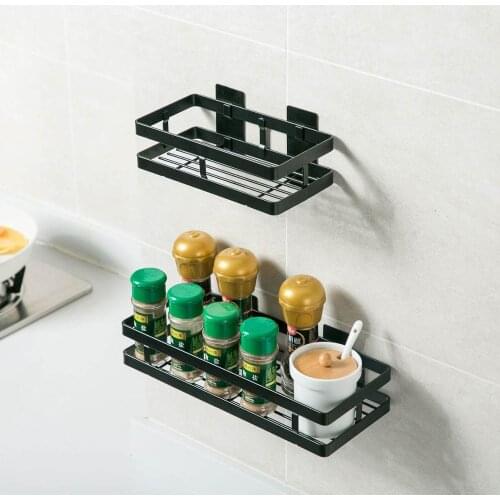Kitchen Wall Mounted Storage Shelf Spice Rack Organizer Seasoning Jar Bottle Holder Shelves Bathroom Organizer Shower Caddy