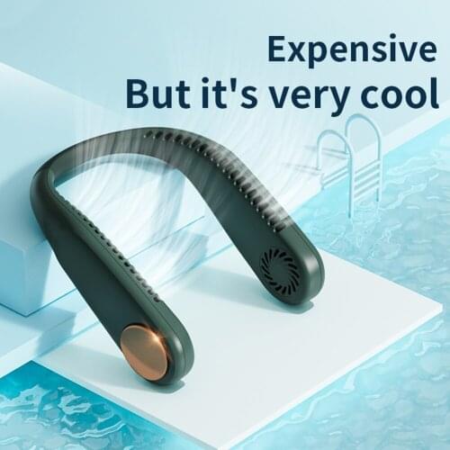 Mini Bladeless Fan Neck Fan 2000mAh USB Rechargeable Fan Mute Sports Fans for Home Outdoor Air Cooler Neckband Fans