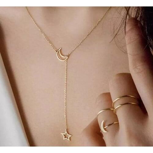 Fashion simple Sailor Moon coaplay beautiful girl Moon Star Necklace collarbone chain short neck chain jewelry