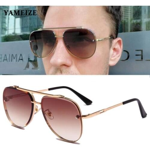 Fashion Metal Pilot Style Gradient Sunglasses Cool Unique Men Women Vintage Brand Design Sun Glasses Retro Eyewear Oculos De Sol