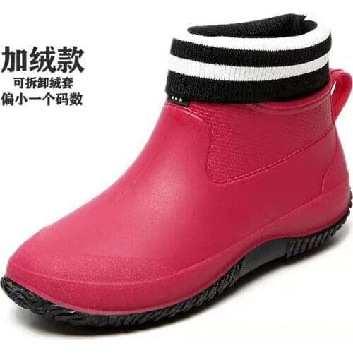 Mens and womens rubber non slip colored Unisex ankle rain boots with light slip boots on rain boots waterproof Dropshipping