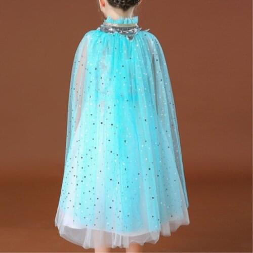 2020 new fashion Cloak Costume Halloween Childrens Day Cape Children Shawl Clothing Girl Princess Essar Cloak sky blue cape