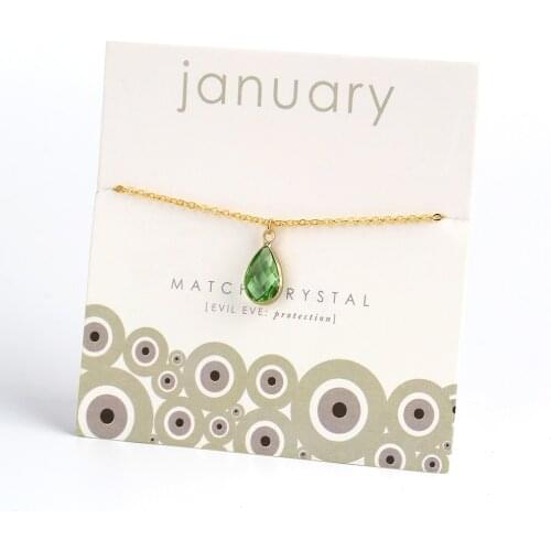 Evil Eye 12 Months Glass Drop Series Card Necklace Lucky Birthstone Jewelry for Women Mom Baby Charm Necklace Gifts CN237