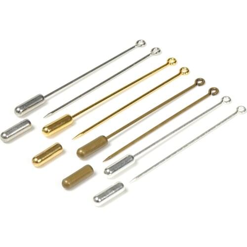 20pcs DIY Brooch Pin Base 50/70mm Long Brooch Pin Settings Loop Eye Brooch Safety Stopper Jewelry Making Components Wholesale
