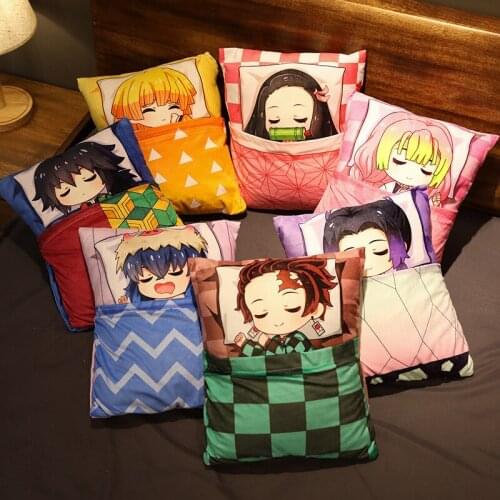 Anime Demon Slayer Plush Stuffed Cushion Cute Figure Pillow Manga Kimetsu No Yaiba Tanjirou Nezuko Plush Pillow Toys Doll Gifts