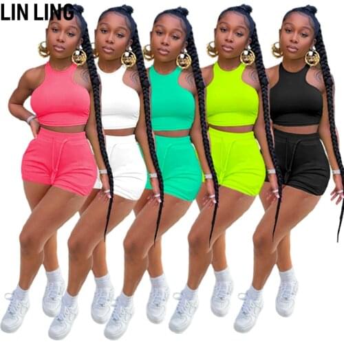 LINLING 2 Piece Outfits for Women Summer Short Sets Tracksuits Outdoor Sports Yoga Sports and Leisure Summer Casual