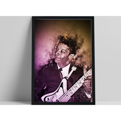Hubert Sumlin Chicago Blues Guitarist Poster, America Rock Fans Collection Art Prints, Vintage Art Portrait Painting Wall Decor