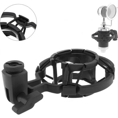 Professional Black Mic Microphone Shock Mount Clip Holder Stand Radio Studio Sound Recording Bracket with Transfer for Computer