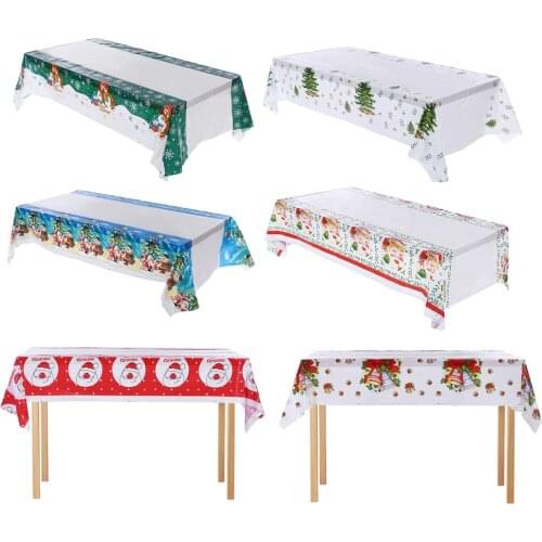 180CM Rectangle PVC Christmas Table Mat Cartoon Table Cloth Christmas Tableware Disposable Tablecloth New Year Christmas Decor