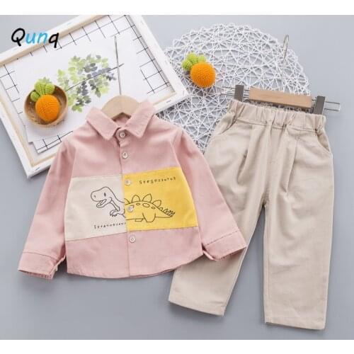Qunq 1 2 3 Year Boys Clothes Long Sleeve Dinosaur Shirts Pant Spring Fall Kids Suits for Boy 2021 New Children Clothing Set