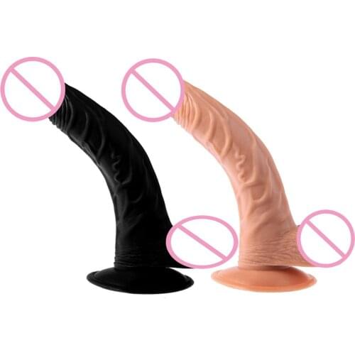 Realistic Dildosuction Cup Soft Penis Bent Dick Sex Toys For Women Anal Butt Plug Female Masturbator Clitoral Stimulator