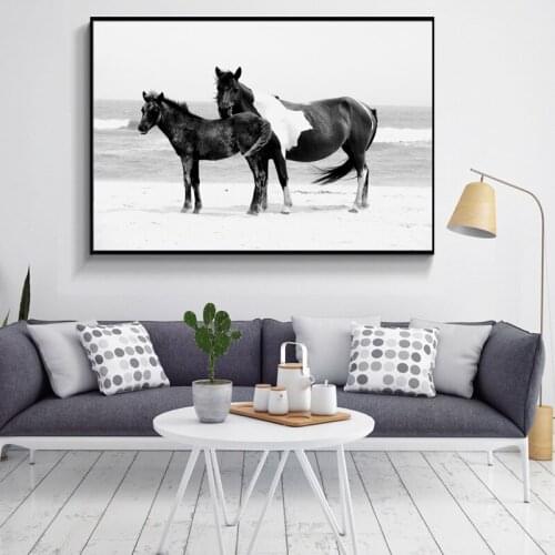 Wild Horse Cute Animal Family Artworks Poster Modern Home Wall Decor Canvas Painting Pictures For Living Room Kids' Bedroom