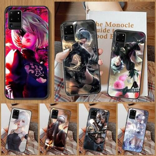 NieR Automata 2B Anime Phone case For Samsung Galaxy Note 4 8 9 10 20 S8 S9 S10 S10E S20 Plus UITRA Ultra black silicone prime