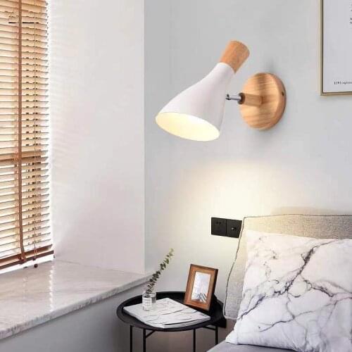 Macaron Solid Wood Bedroom Wall Lamp Modern Simple Background Wall Lamp Living Room Creative Aisle Bedside Lamp