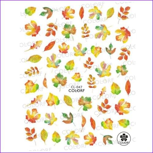 UPRETTEGO SUPER THIN SELF ADHESIVE 3D NAIL ART SLIDER STICKER TRANSPARENT RED LEAF MAPLE BUTTERFLY AUTUMN FALL CL045-052