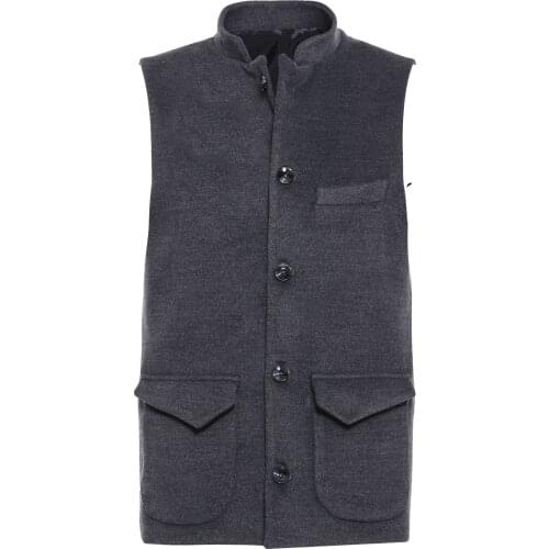 Dark Grey Mandarin Collar Vest