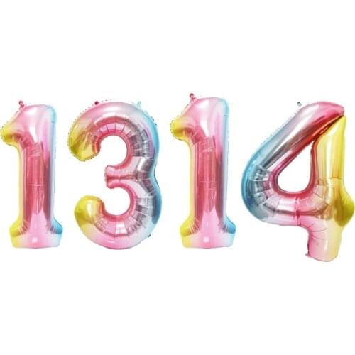 1Pcs 40inch Rainbow Number Foil Balloons Happy Birthday Wedding Christmas Party Decoration Digital Balloons Kids Gift Air Globos