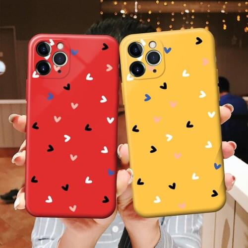 YIKS Silicone Love Heart Phone Case For iPhone 11 12mini Pro X XR XS Max 7 8 6 6s Plus 5 5s SE 2020 Candy Color Soft TPU Cover