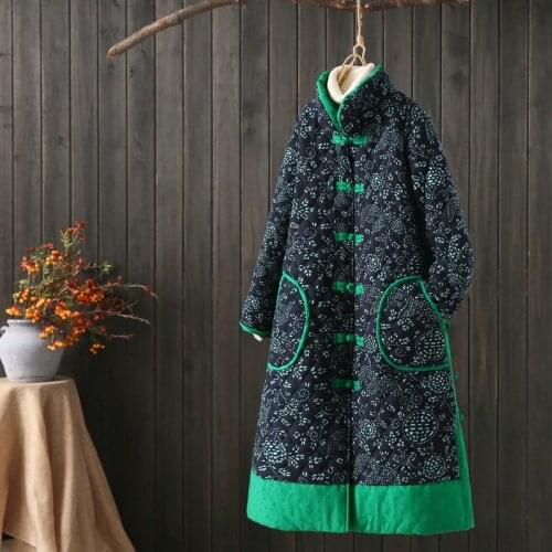 Winter traditional Elegant frog long clip cotton intensification thickening cotton-padded new shivering female slim look dress