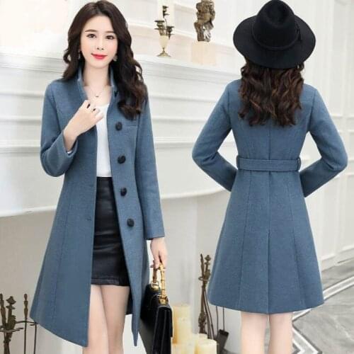 Add cotton Thick Woolen coat Women Long Overcoats Autumn Winter Jacket Coats Loose Casual Woolen coats Womens clothes Outerwear