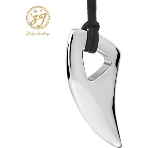 Zhijia Punk Horn 316L Stainless Steel Black Color White Color Necklace & Pendant Metal Wolfs Fang Pendant For Men /Woman