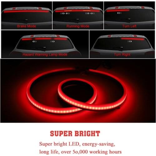 1m DC 12 V Car LED Rear Stop Brake Light Strip IP68 Waterproof Driving Warning Turn Signal Lamp Light Strip Car Accessories